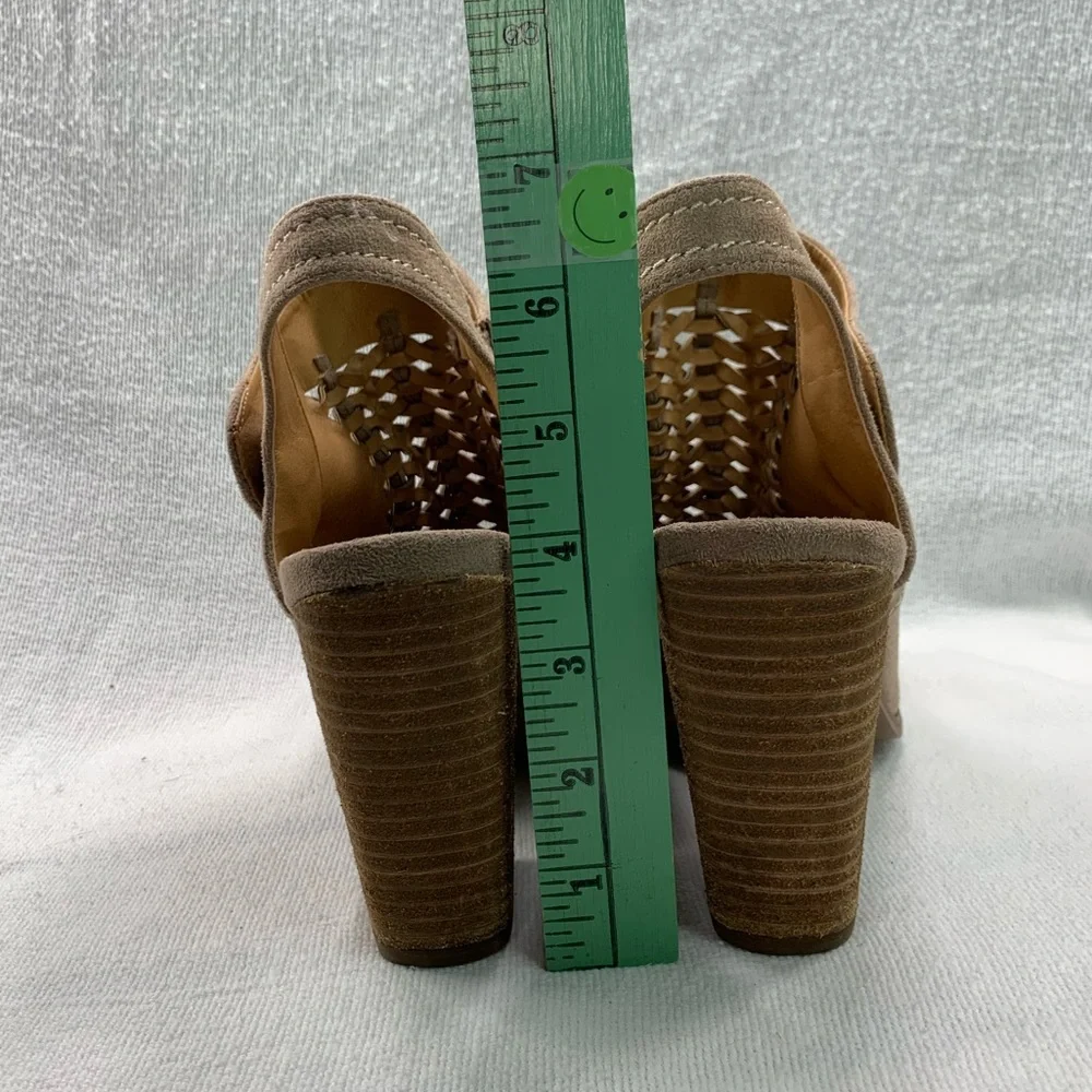 Alter’d State Mio Woven Open Toe Slip-On Sling Back Chunky Heels Taupe Size 8.5 - Picture 6 of 15